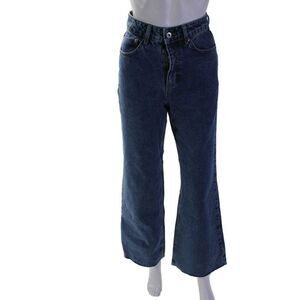 Ragged Jeans Womens Cotton Button Zip Wide Leg Fray Leg Denim Jeans Blue Size EU